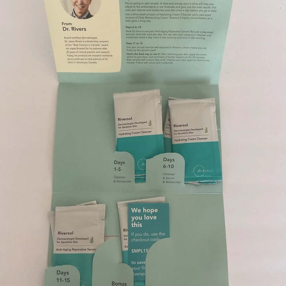 Riversol 15 Day 9 piece Anti Aging Sample Kits Lot of 2